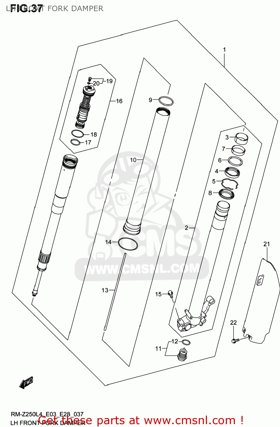 LH FRONT FORK DAMPER RM-Z250 2014 (L4) USA (E03) RMZ250 RM Z250
