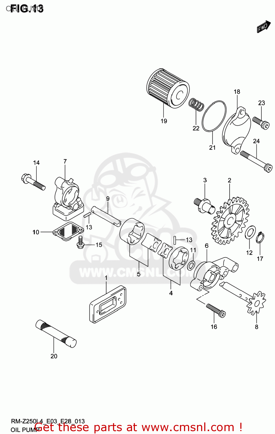 OIL PUMP RM-Z250 2014 (L4) USA (E03) RMZ250 RM Z250