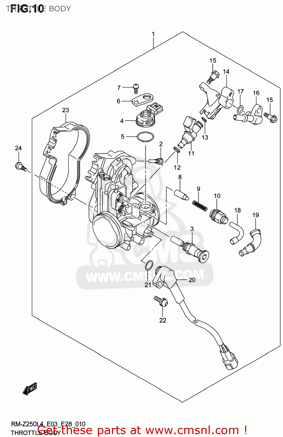THROTTLE BODY RM-Z250 2014 (L4) USA (E03) RMZ250 RM Z250