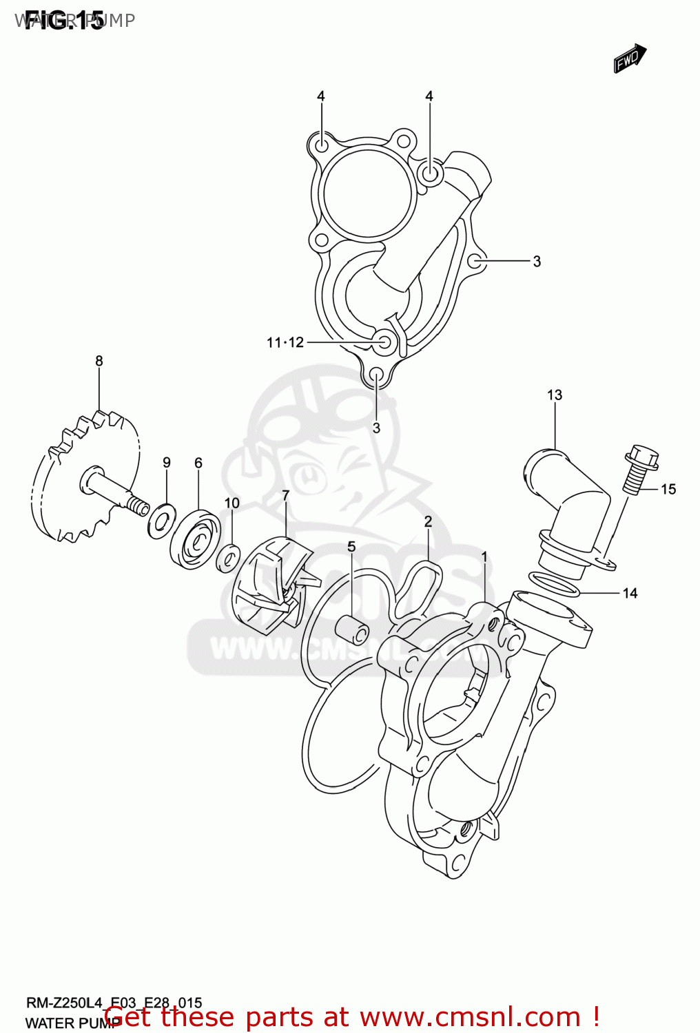WATER PUMP RM-Z250 2014 (L4) USA (E03) RMZ250 RM Z250