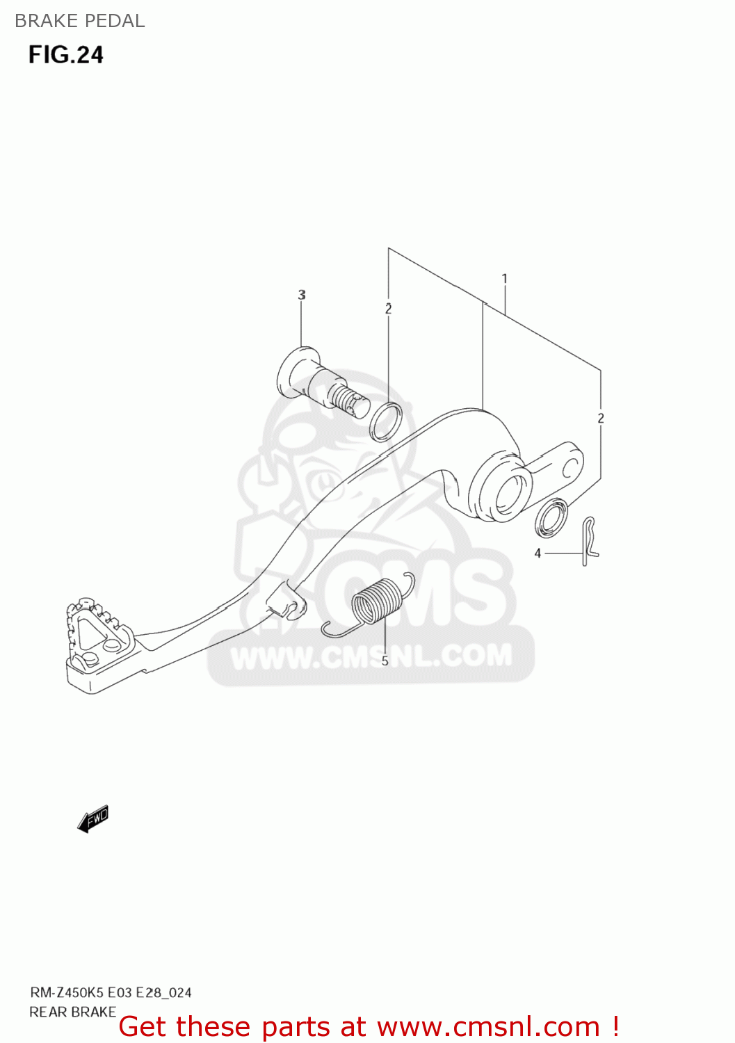 BRAKE PEDAL RM-Z450 2005 (K5) USA (E03) RMZ450 RM Z450