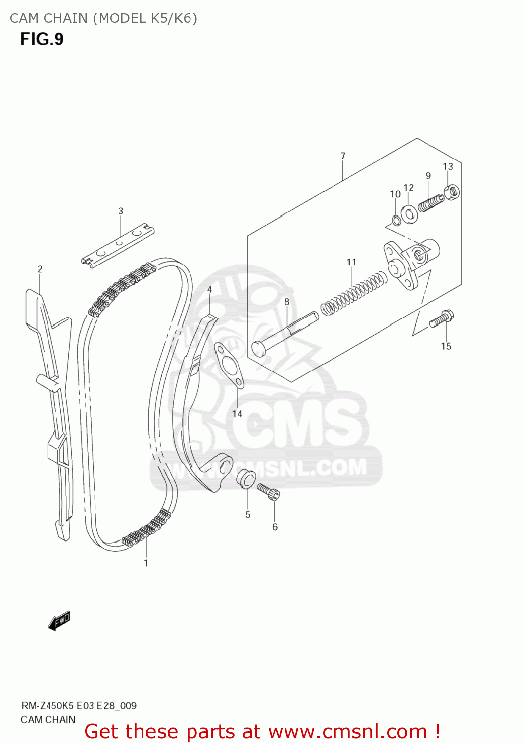 CAM CHAIN (MODEL K5/K6) RM-Z450 2005 (K5) USA (E03) RMZ450 RM Z450