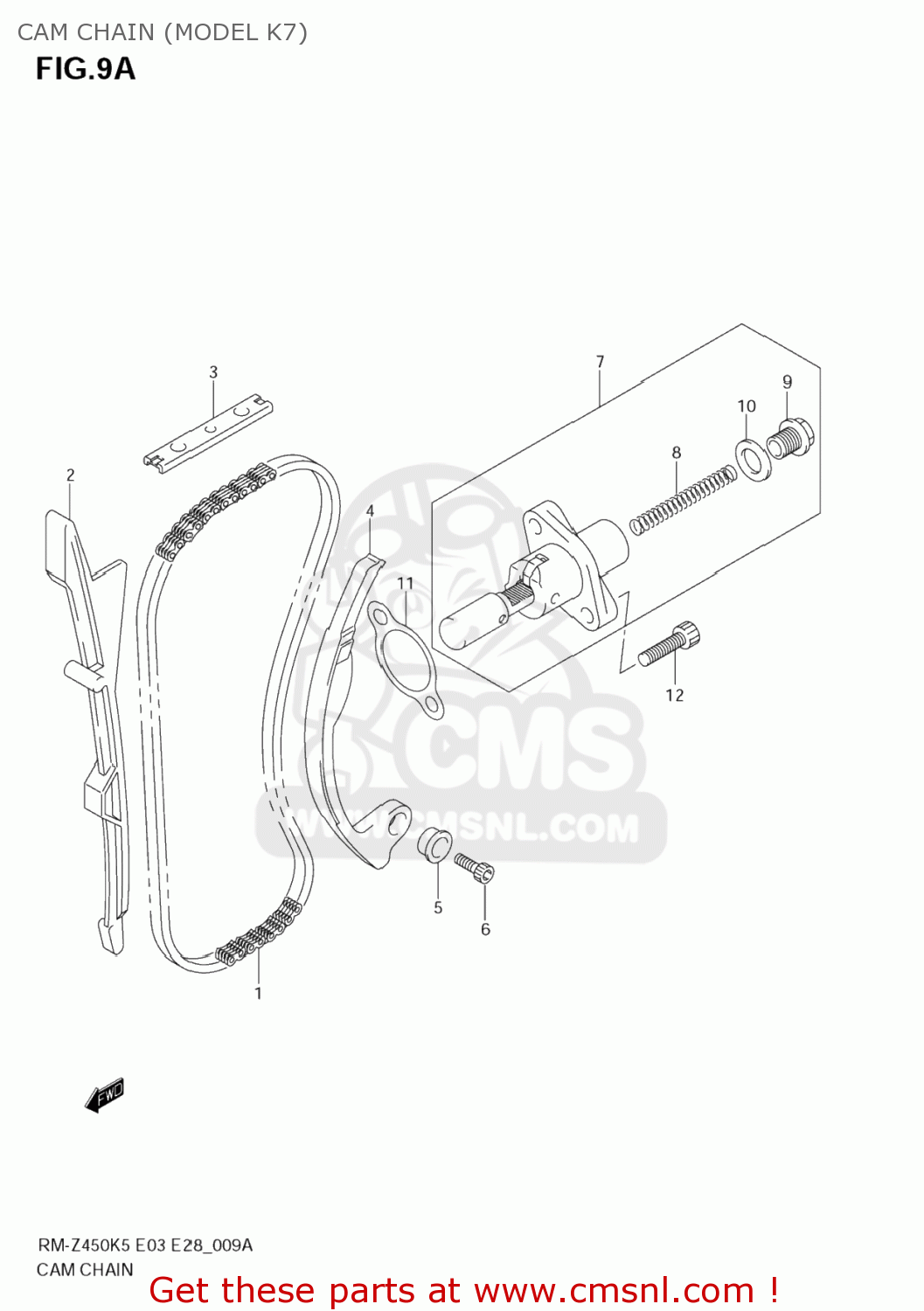 CAM CHAIN (MODEL K7) RM-Z450 2005 (K5) USA (E03) RMZ450 RM Z450