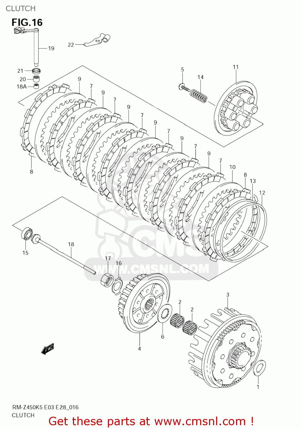 CLUTCH RM-Z450 2005 (K5) USA (E03) RMZ450 RM Z450