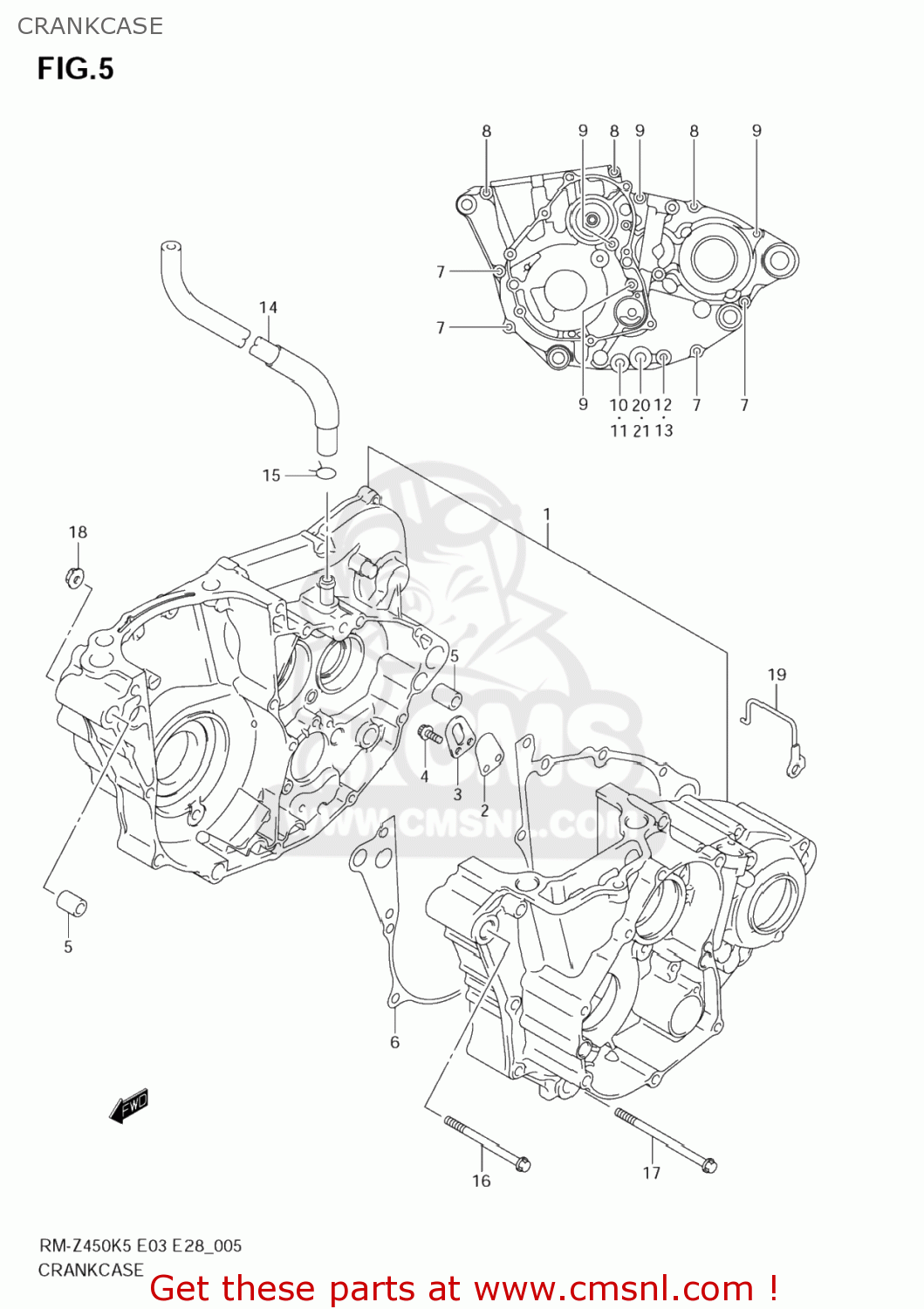 CRANKCASE RM-Z450 2005 (K5) USA (E03) RMZ450 RM Z450