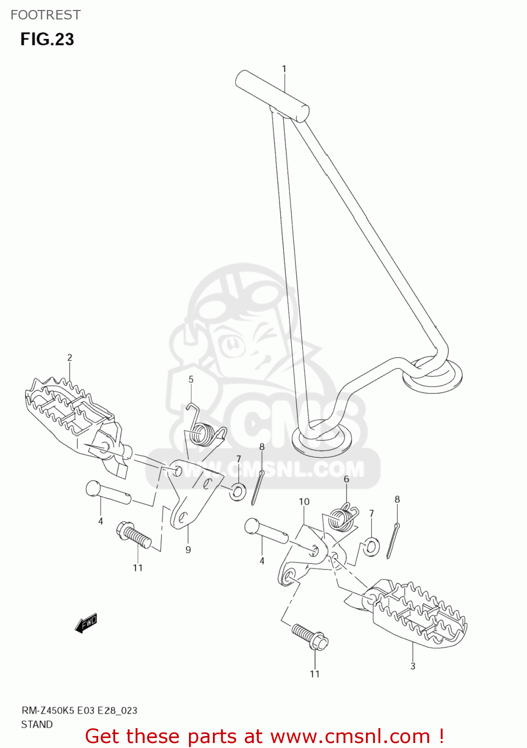FOOTREST RM-Z450 2005 (K5) USA (E03) RMZ450 RM Z450