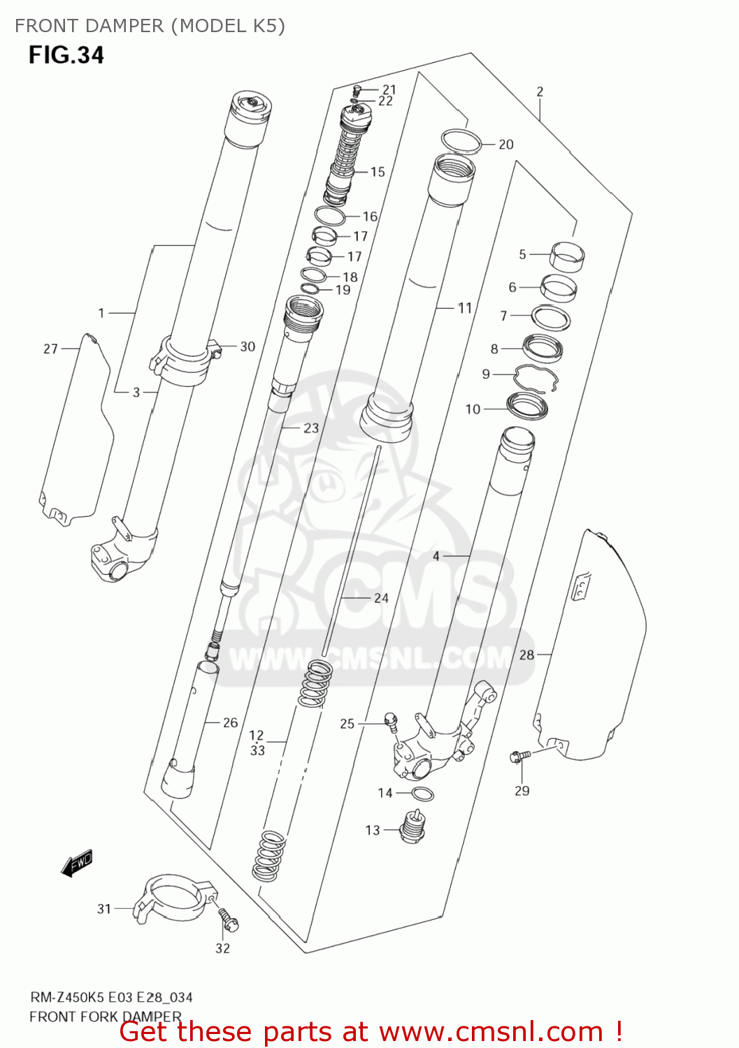 FRONT DAMPER (MODEL K5) RM-Z450 2005 (K5) USA (E03) RMZ450 RM Z450