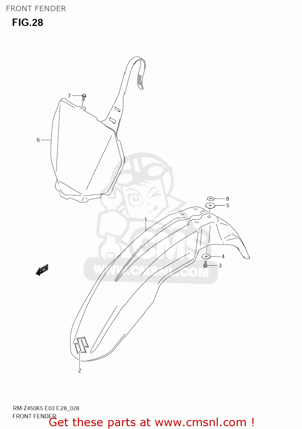 FRONT FENDER RM-Z450 2005 (K5) USA (E03) RMZ450 RM Z450