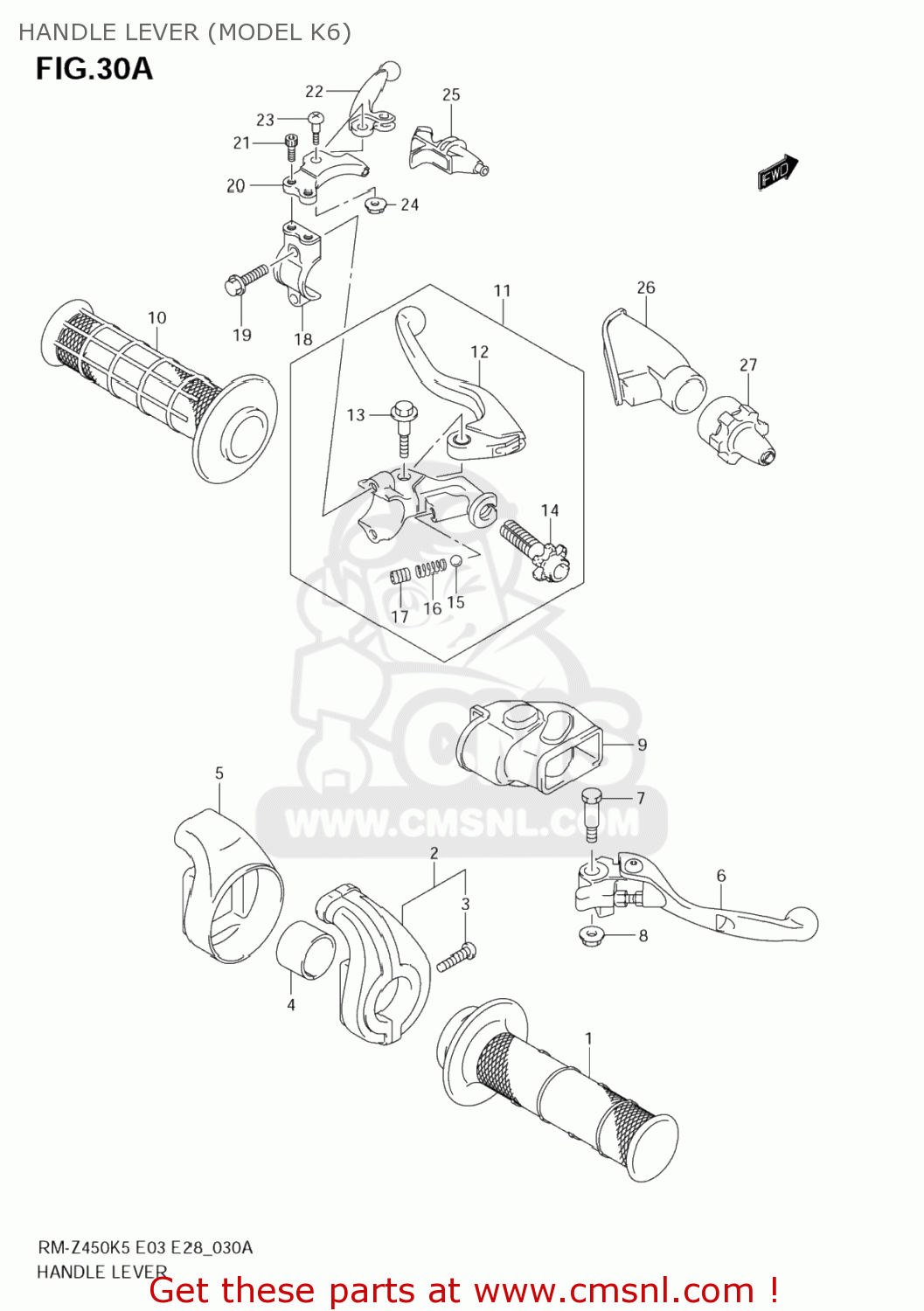 HANDLE LEVER (MODEL K6) RM-Z450 2005 (K5) USA (E03) RMZ450 RM Z450
