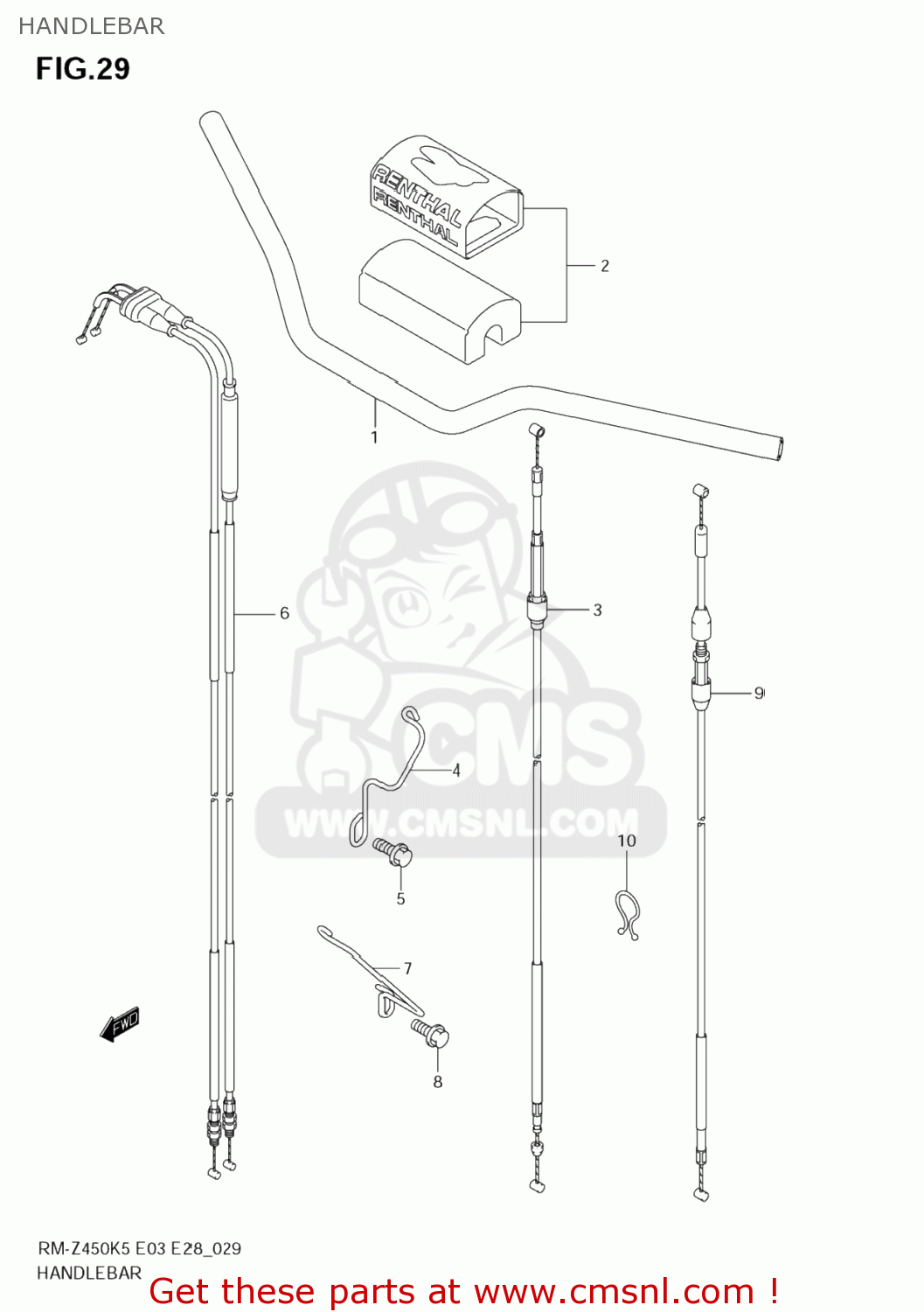 HANDLEBAR RM-Z450 2005 (K5) USA (E03) RMZ450 RM Z450