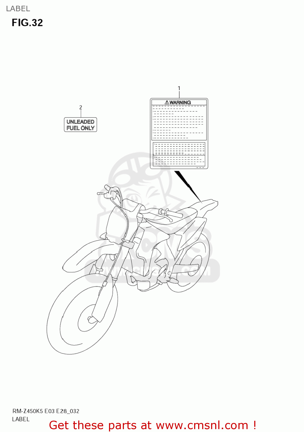 LABEL RM-Z450 2005 (K5) USA (E03) RMZ450 RM Z450