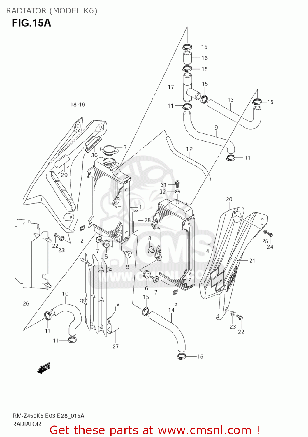 RADIATOR (MODEL K6) RM-Z450 2005 (K5) USA (E03) RMZ450 RM Z450