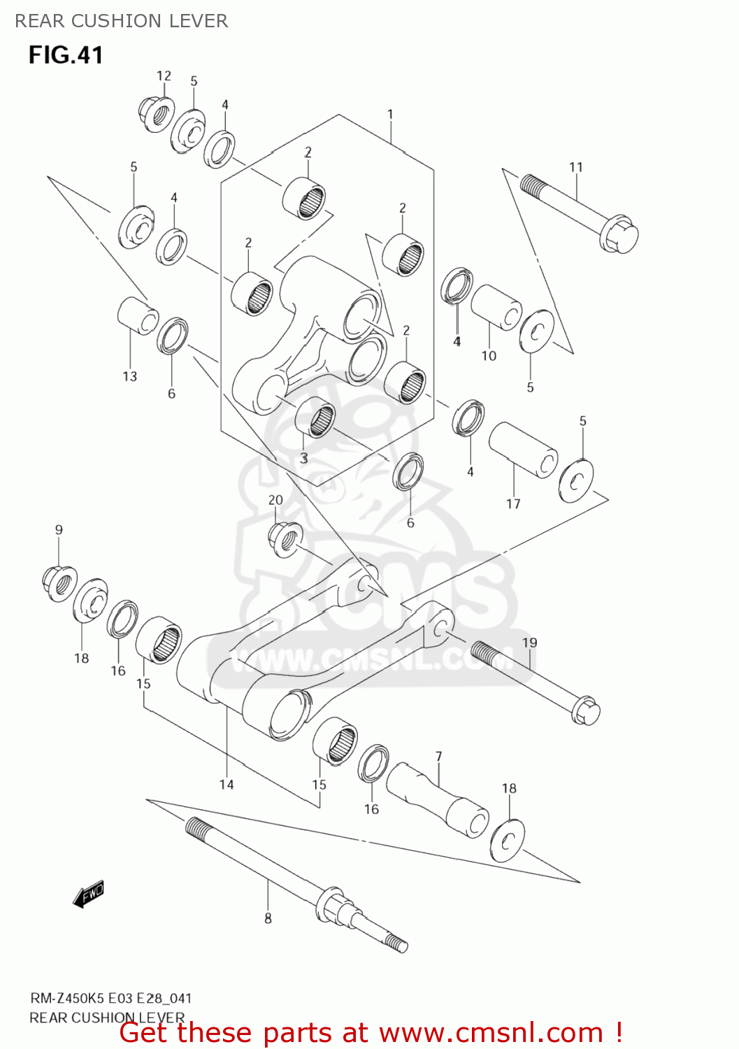 REAR CUSHION LEVER RM-Z450 2005 (K5) USA (E03) RMZ450 RM Z450