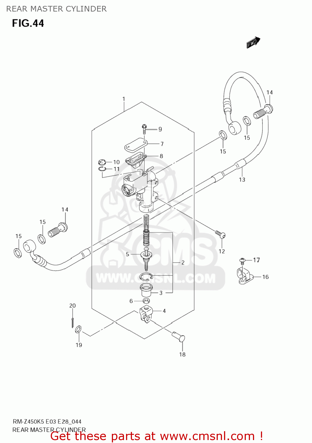 REAR MASTER CYLINDER RM-Z450 2005 (K5) USA (E03) RMZ450 RM Z450