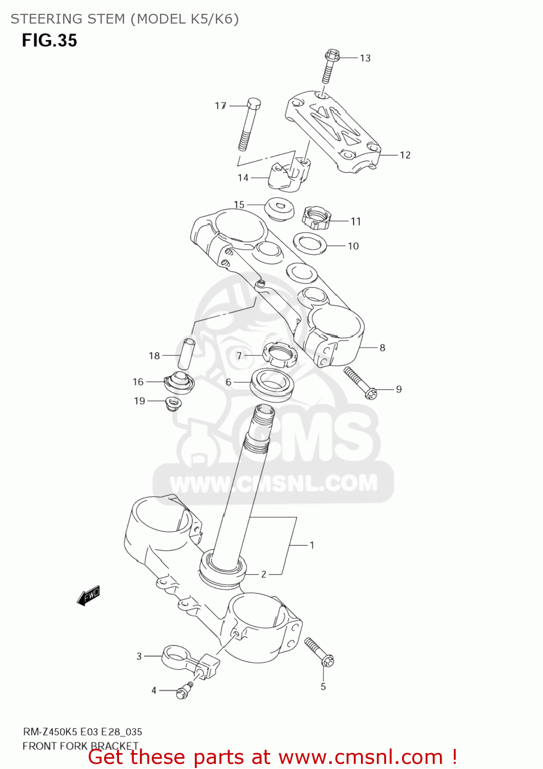 STEERING STEM (MODEL K5/K6) RM-Z450 2005 (K5) USA (E03) RMZ450 RM Z450