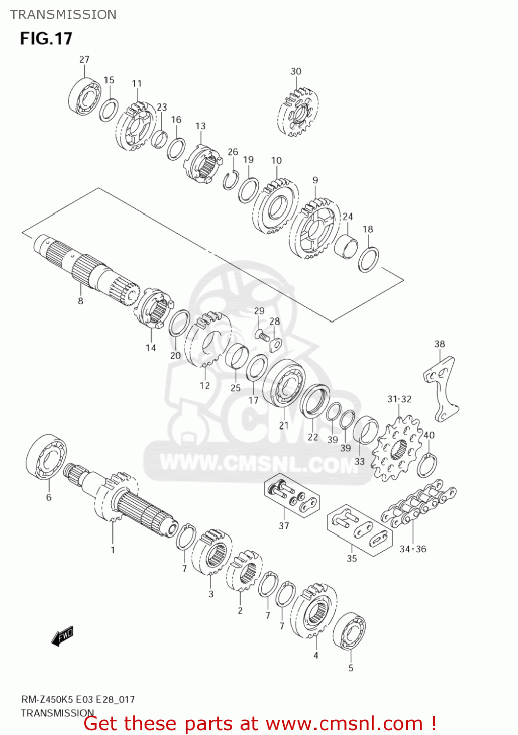 TRANSMISSION RM-Z450 2005 (K5) USA (E03) RMZ450 RM Z450