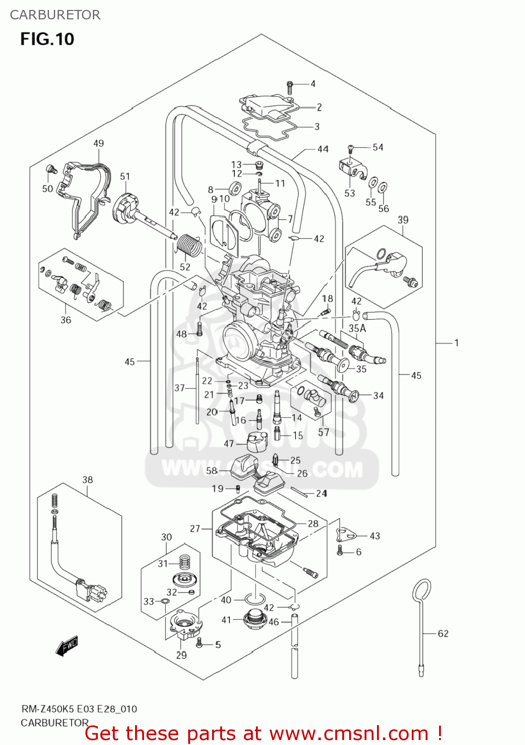 CARBURETOR RM-Z450 2006 (K6) USA (E03) RMZ450 RM Z450