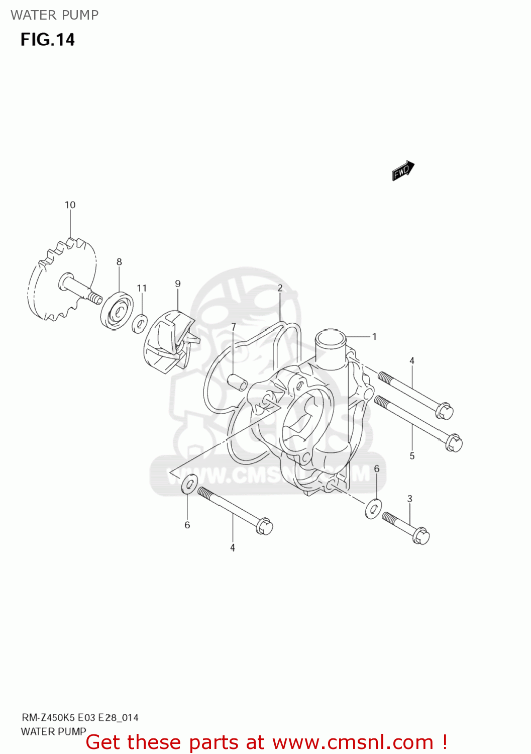 WATER PUMP RM-Z450 2006 (K6) USA (E03) RMZ450 RM Z450