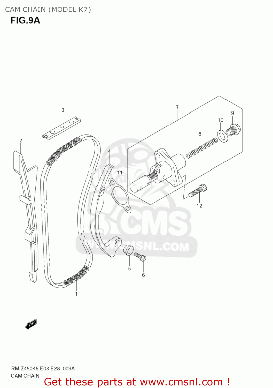 CAM CHAIN (MODEL K7) RM-Z450 2007 (K7) USA (E03) RMZ450 RM Z450