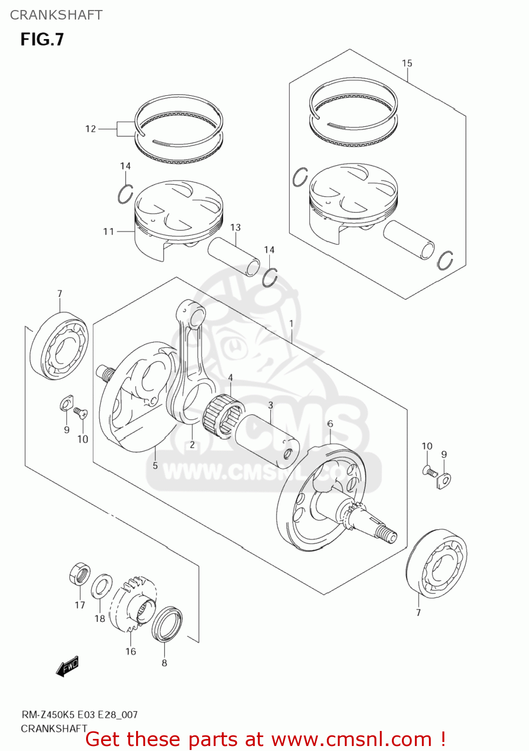 CRANKSHAFT RM-Z450 2007 (K7) USA (E03) RMZ450 RM Z450