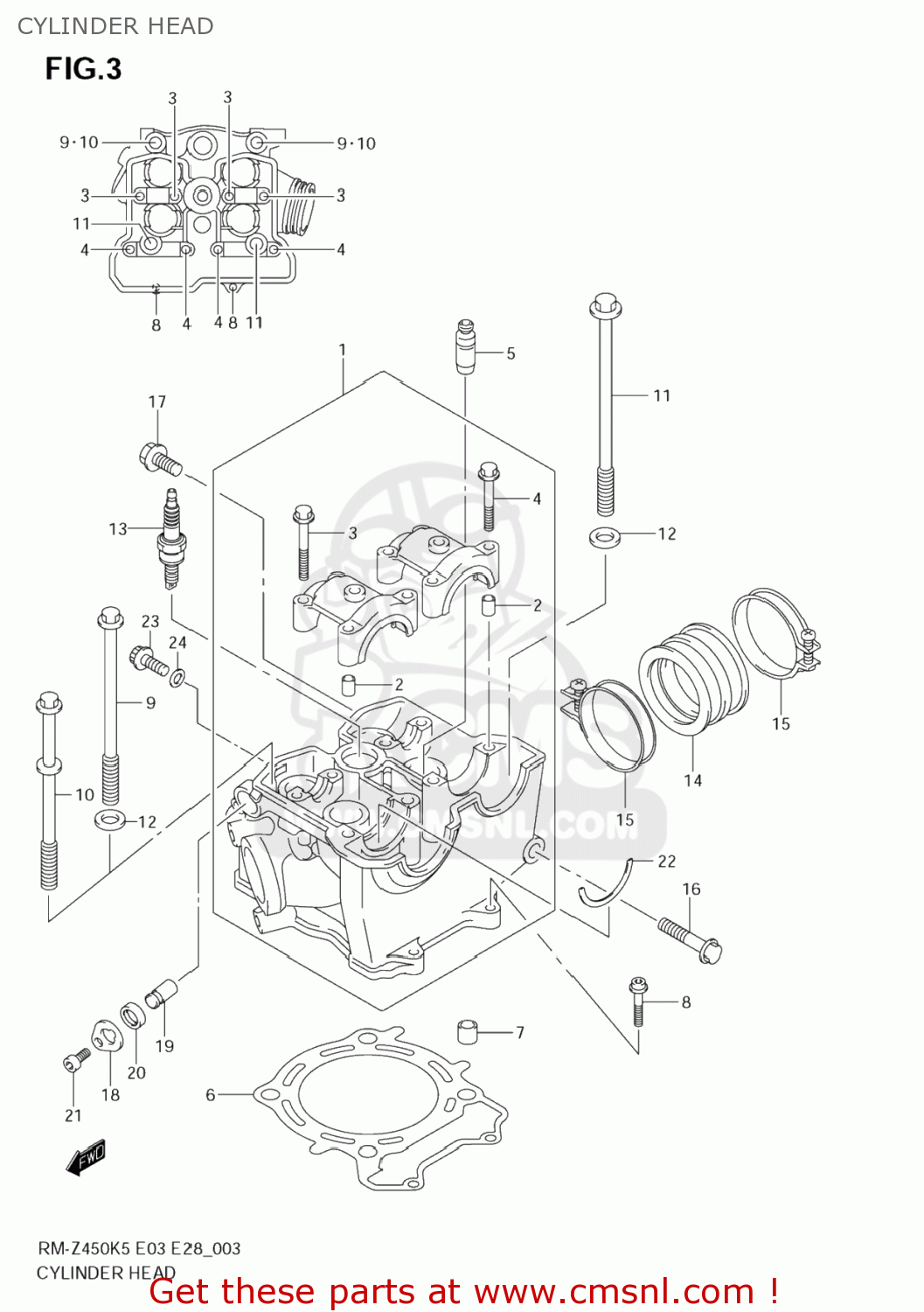 CYLINDER HEAD RM-Z450 2007 (K7) USA (E03) RMZ450 RM Z450