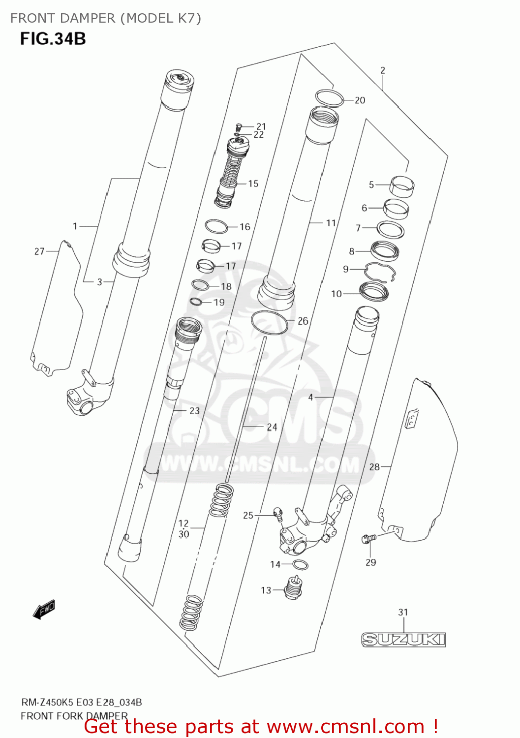 FRONT DAMPER (MODEL K7) RM-Z450 2007 (K7) USA (E03) RMZ450 RM Z450