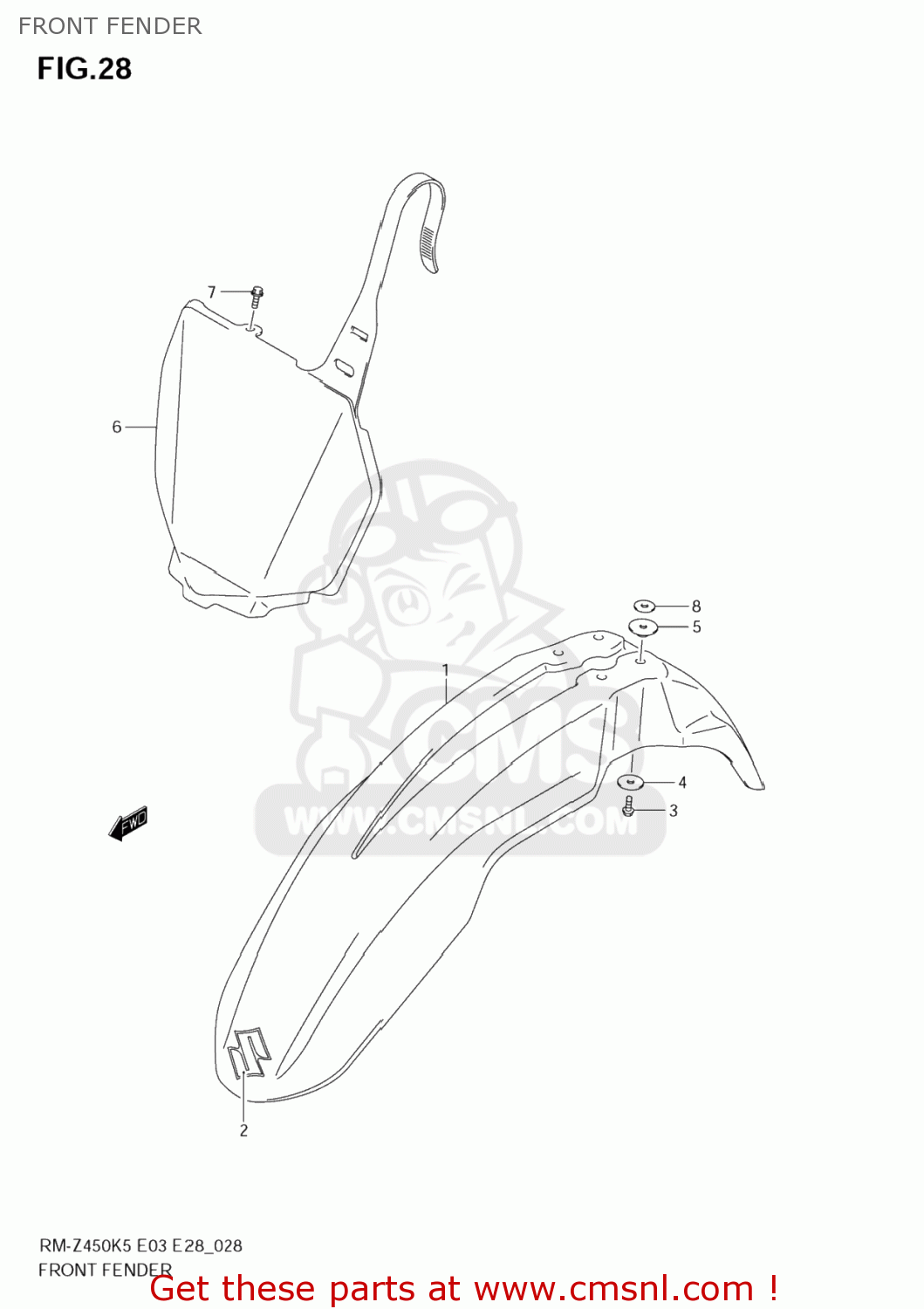 FRONT FENDER RM-Z450 2007 (K7) USA (E03) RMZ450 RM Z450
