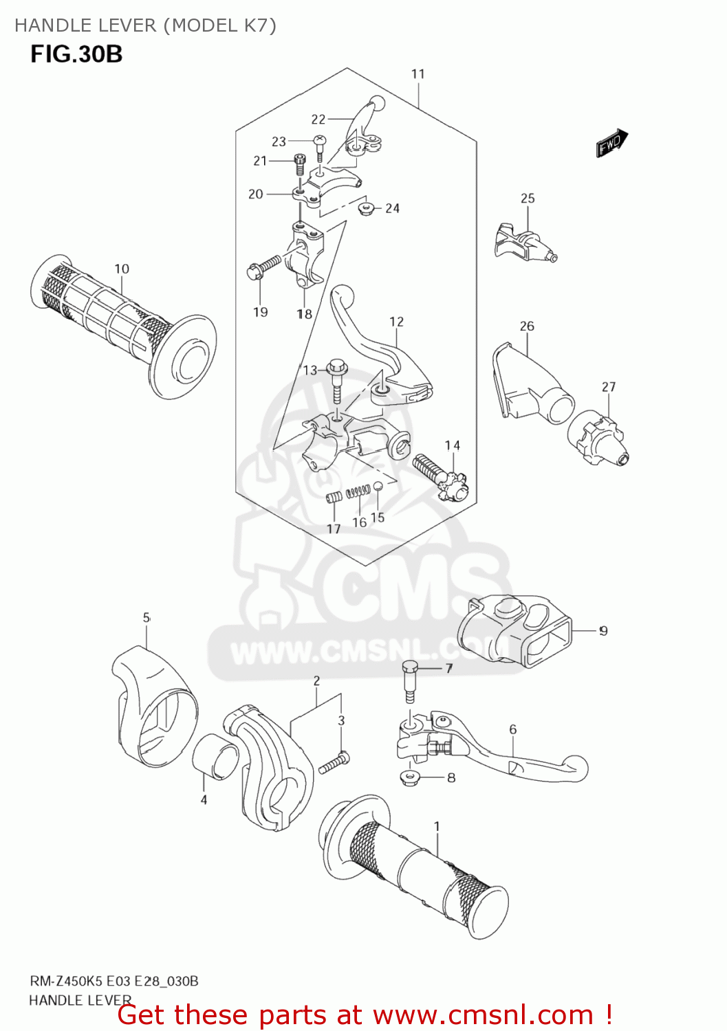 HANDLE LEVER (MODEL K7) RM-Z450 2007 (K7) USA (E03) RMZ450 RM Z450