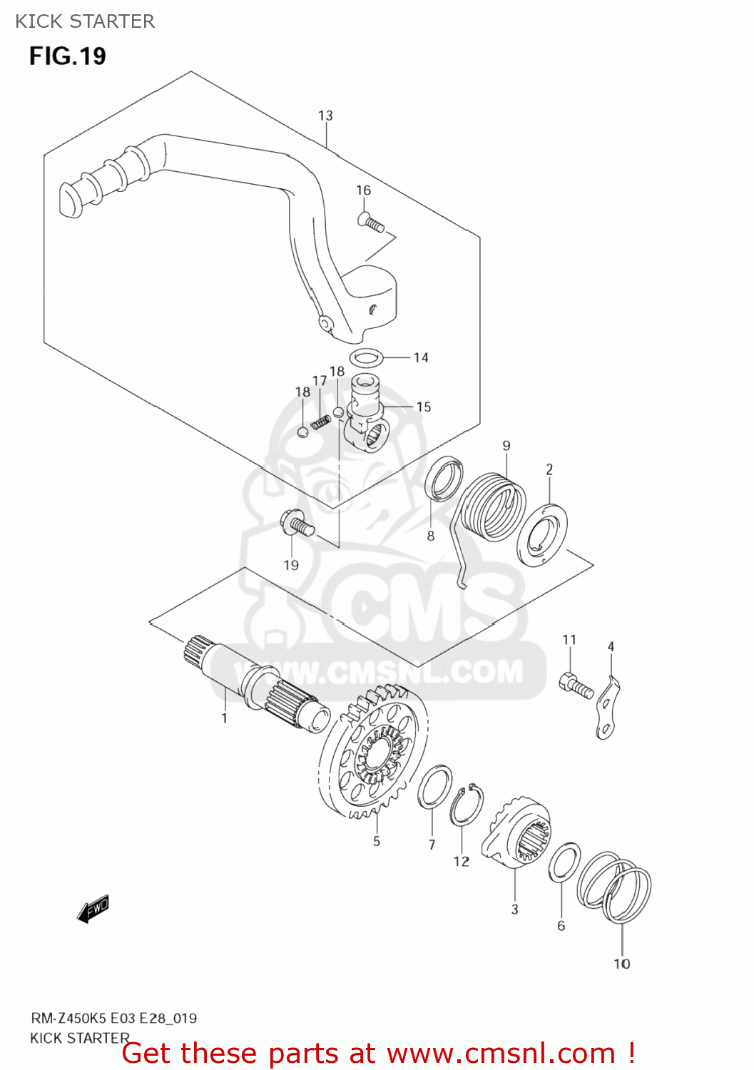 KICK STARTER RM-Z450 2007 (K7) USA (E03) RMZ450 RM Z450