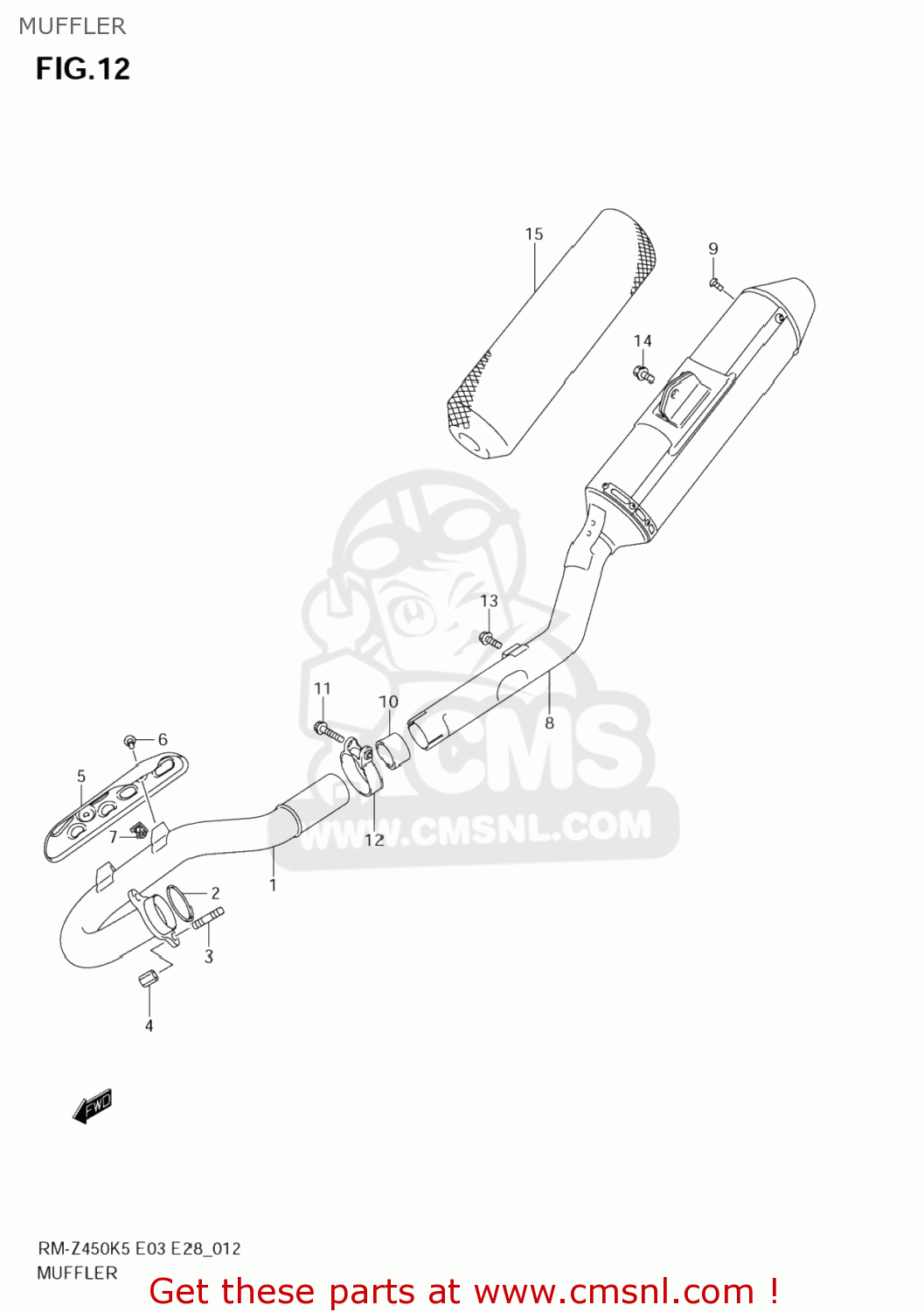 MUFFLER RM-Z450 2007 (K7) USA (E03) RMZ450 RM Z450