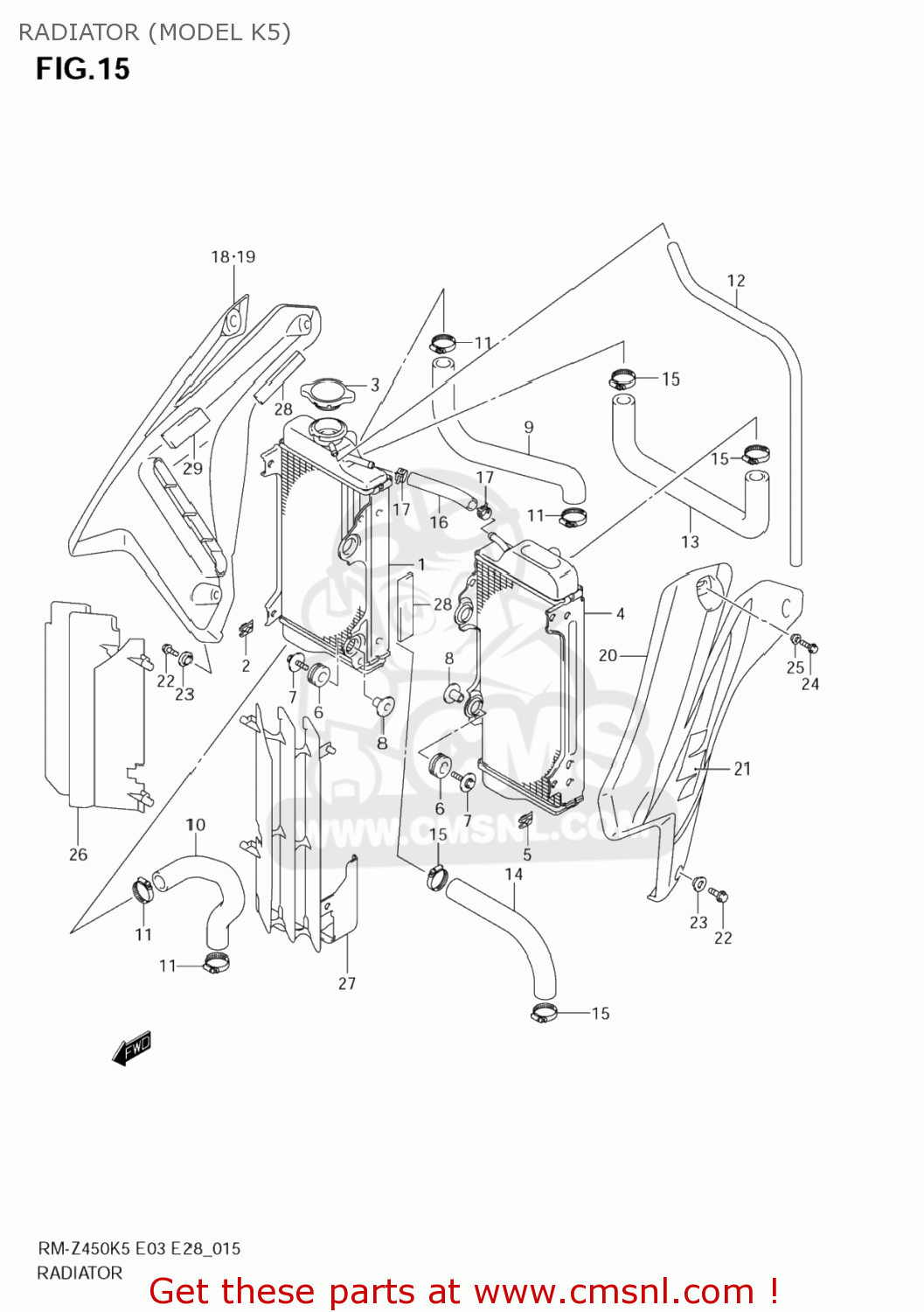 RADIATOR (MODEL K5) RM-Z450 2007 (K7) USA (E03) RMZ450 RM Z450