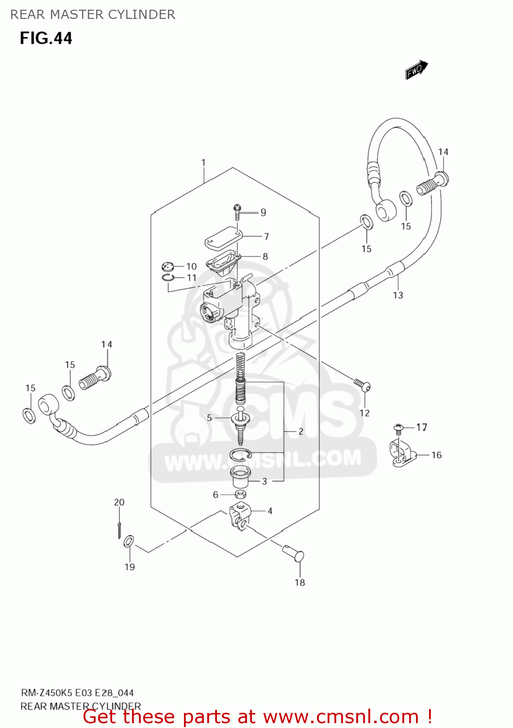 REAR MASTER CYLINDER RM-Z450 2007 (K7) USA (E03) RMZ450 RM Z450