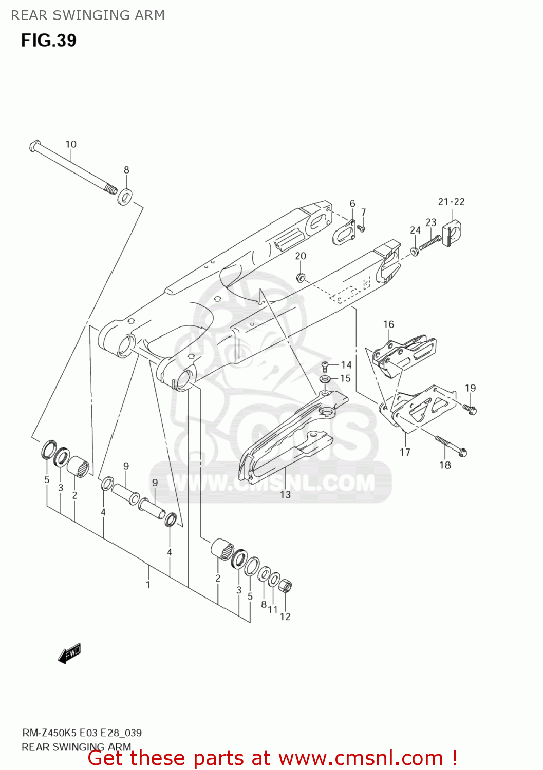 REAR SWINGING ARM RM-Z450 2007 (K7) USA (E03) RMZ450 RM Z450
