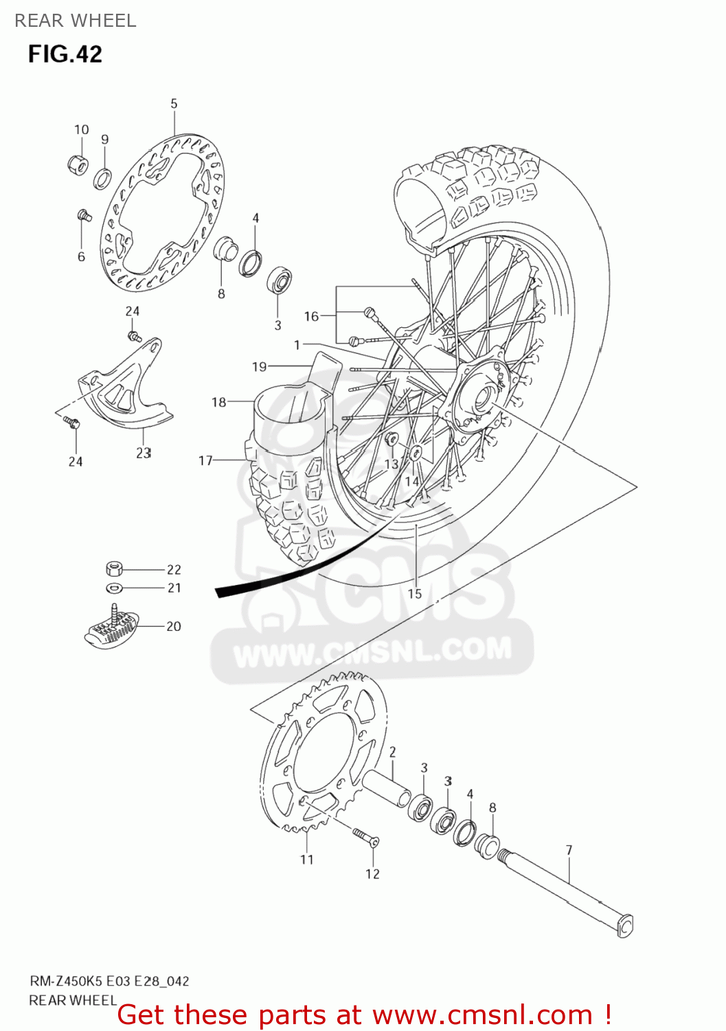 REAR WHEEL RM-Z450 2007 (K7) USA (E03) RMZ450 RM Z450