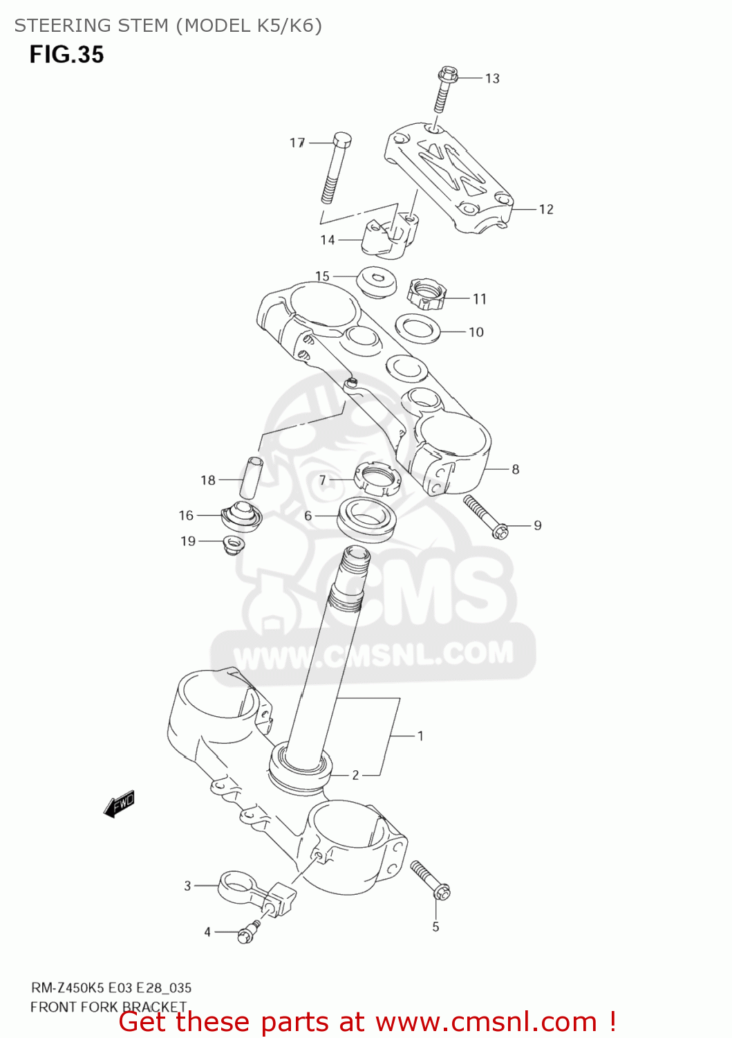 STEERING STEM (MODEL K5/K6) RM-Z450 2007 (K7) USA (E03) RMZ450 RM Z450