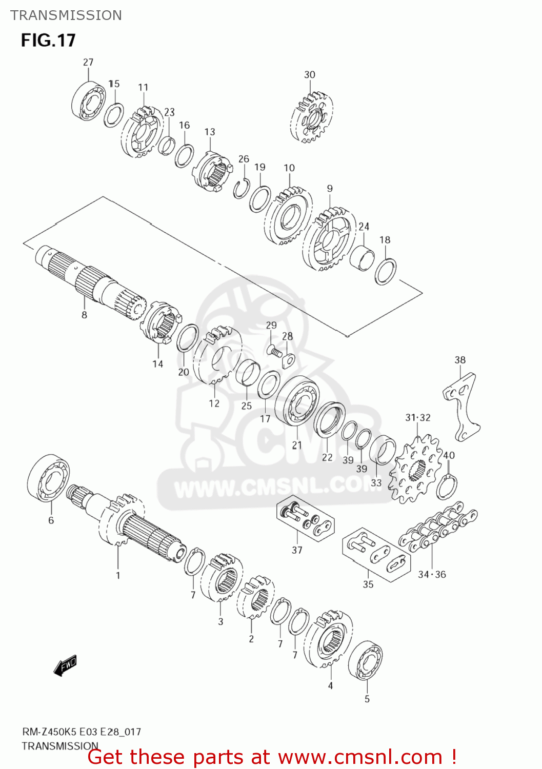 TRANSMISSION RM-Z450 2007 (K7) USA (E03) RMZ450 RM Z450