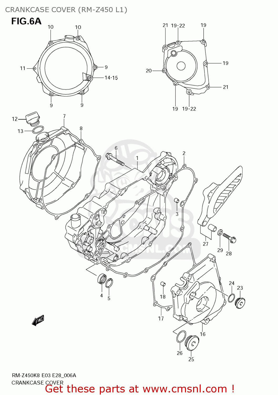 CRANKCASE COVER (RM-Z450 L1) RM-Z450 2008 (K8) USA (E03) RMZ450 RM Z450