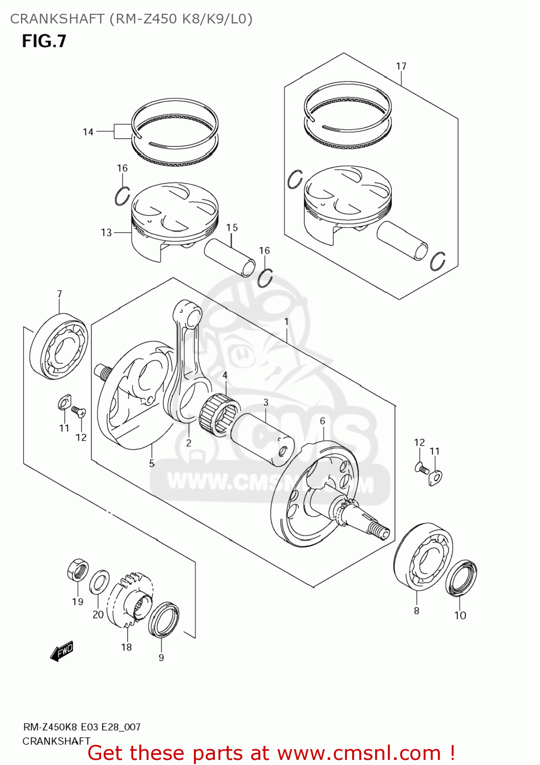 CRANKSHAFT (RM-Z450 K8/K9/L0) RM-Z450 2008 (K8) USA (E03) RMZ450 RM Z450