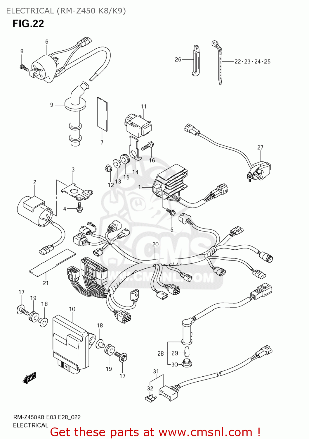 ELECTRICAL (RM-Z450 K8/K9) RM-Z450 2008 (K8) USA (E03) RMZ450 RM Z450