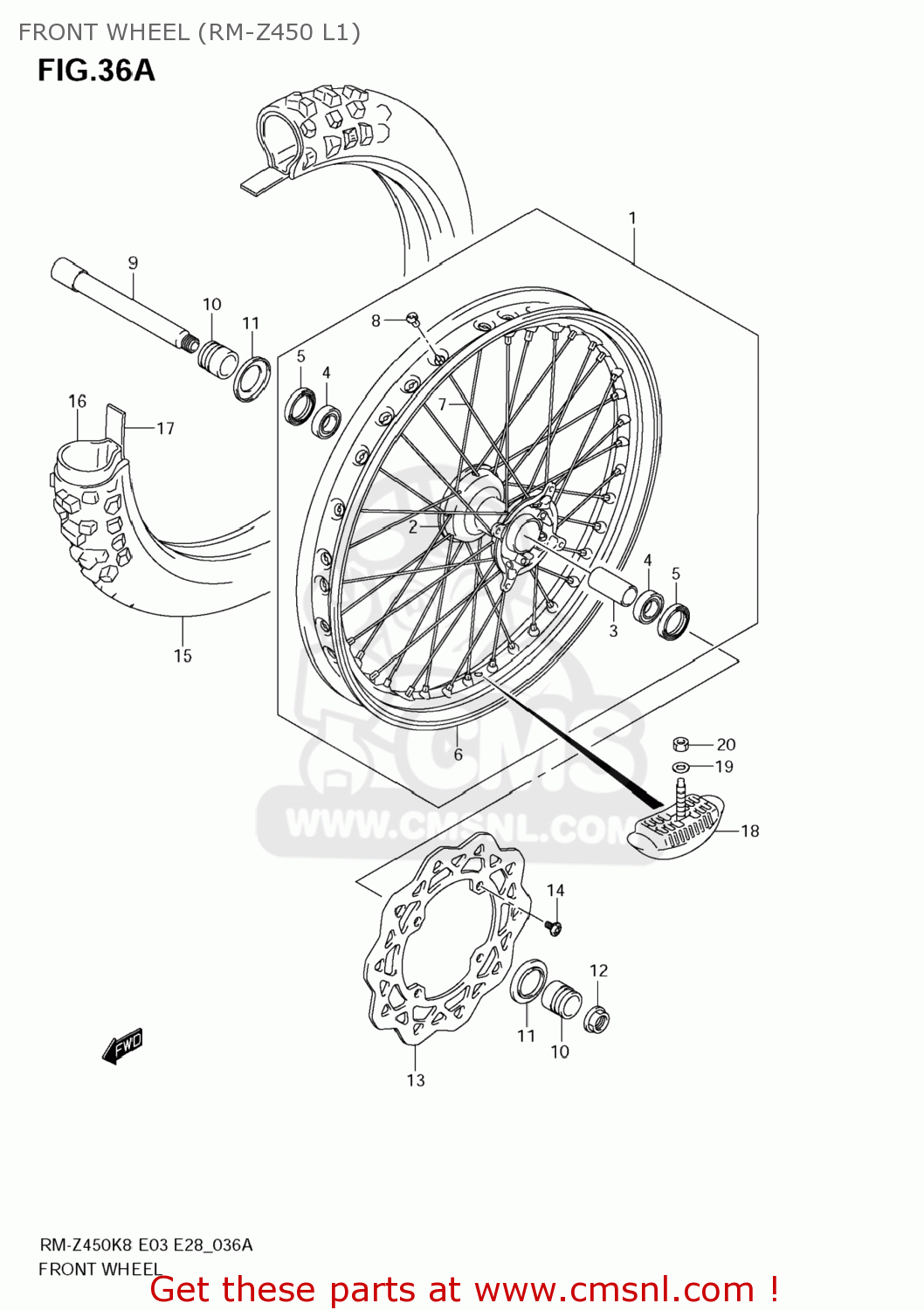 FRONT WHEEL (RM-Z450 L1) RM-Z450 2008 (K8) USA (E03) RMZ450 RM Z450