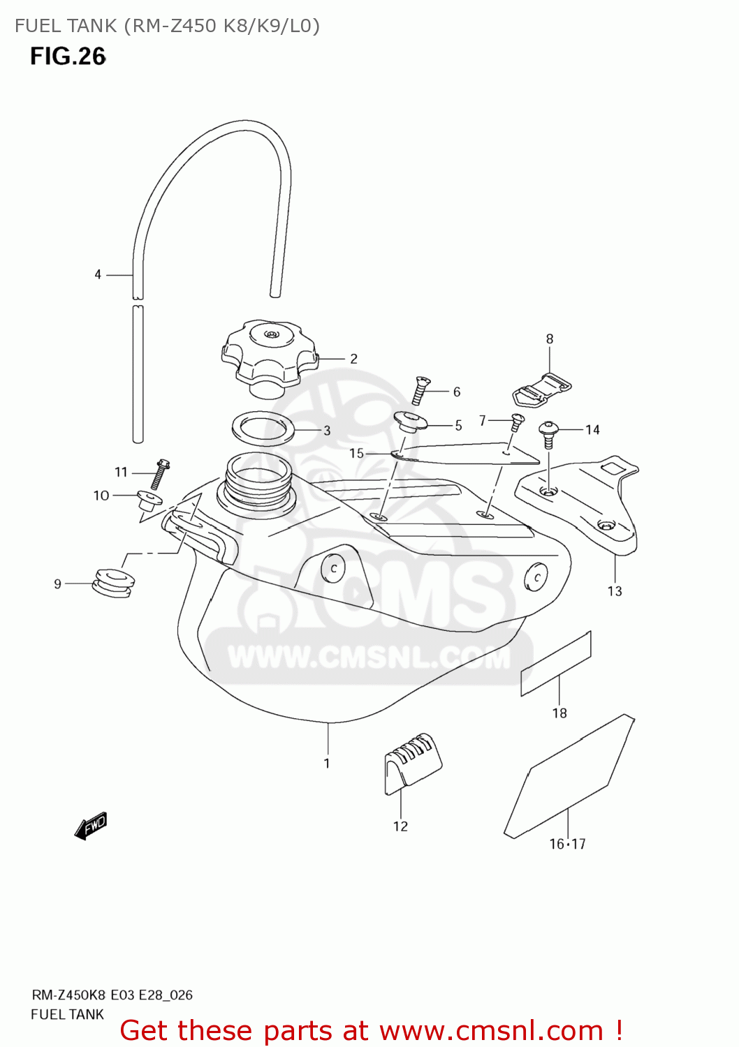 FUEL TANK (RM-Z450 K8/K9/L0) RM-Z450 2008 (K8) USA (E03) RMZ450 RM Z450