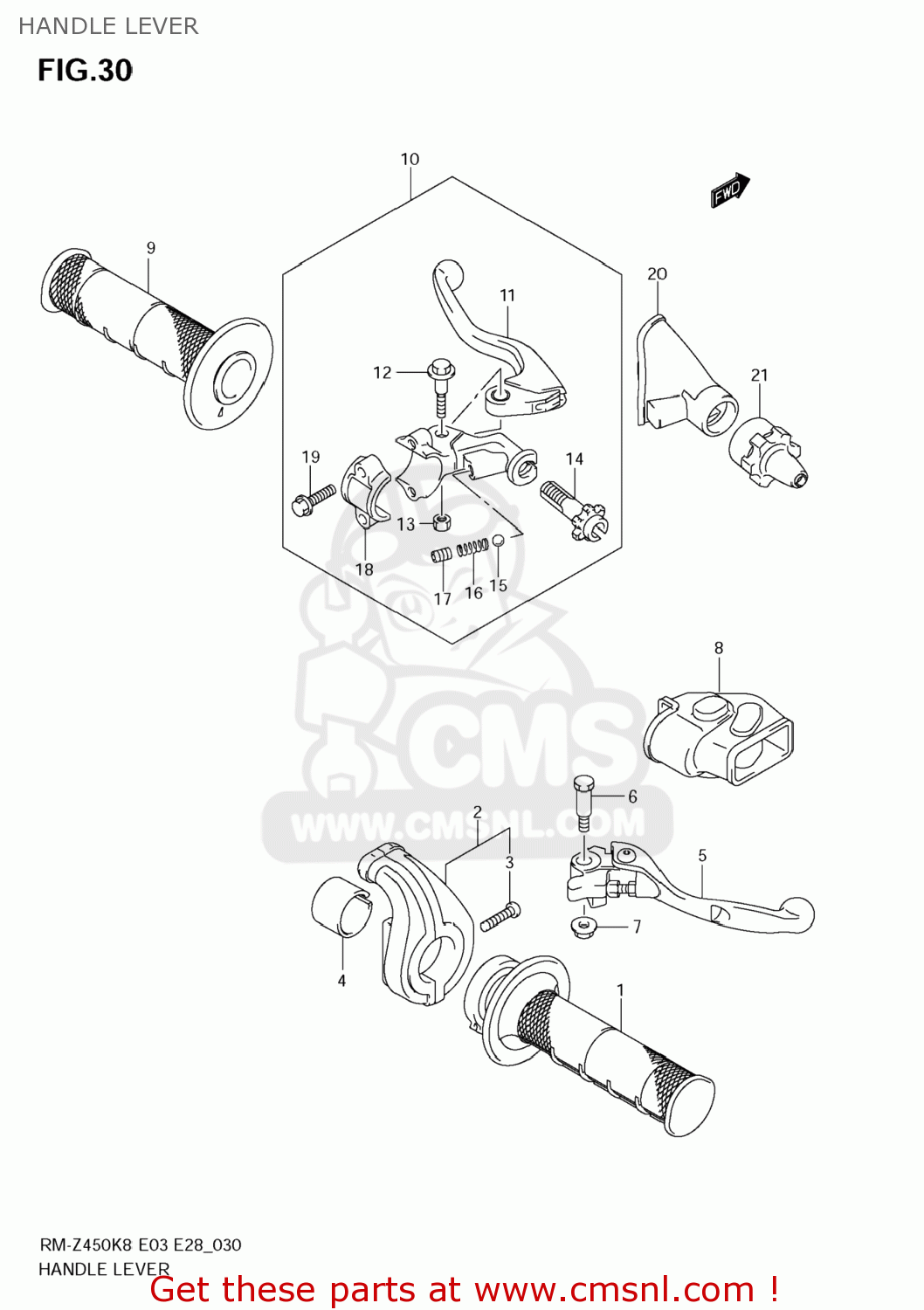HANDLE LEVER RM-Z450 2008 (K8) USA (E03) RMZ450 RM Z450