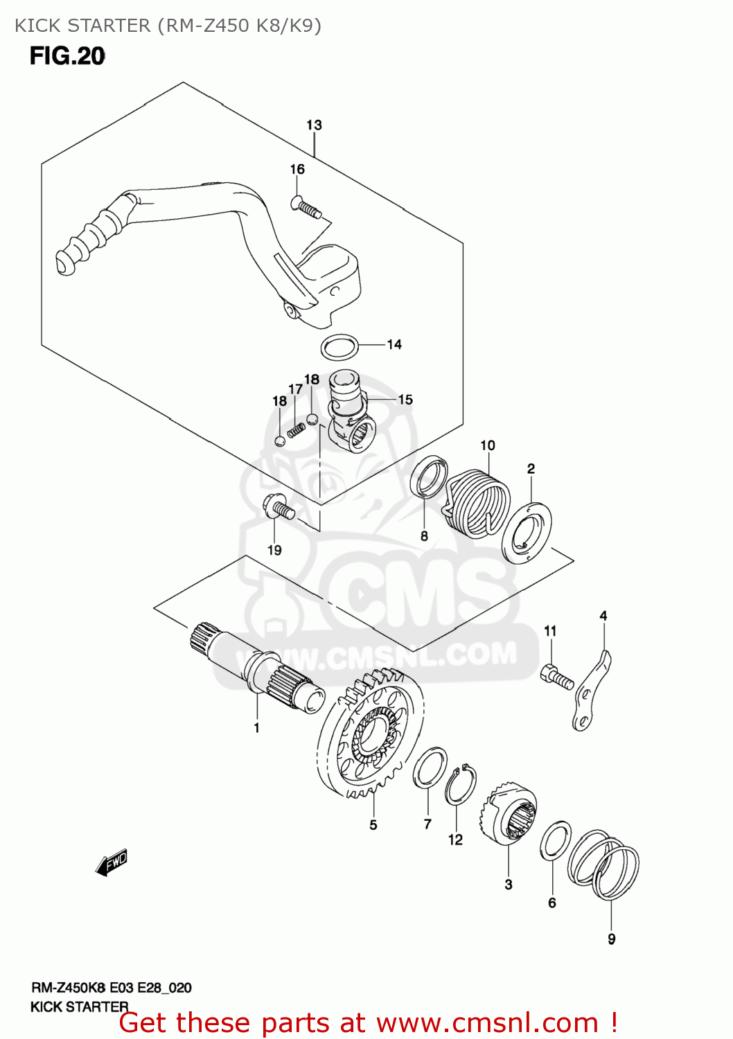 KICK STARTER (RM-Z450 K8/K9) RM-Z450 2008 (K8) USA (E03) RMZ450 RM Z450