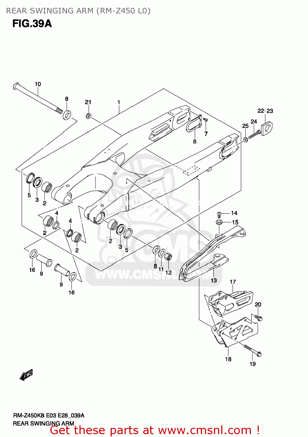 REAR SWINGING ARM (RM-Z450 L0) RM-Z450 2008 (K8) USA (E03) RMZ450 RM Z450