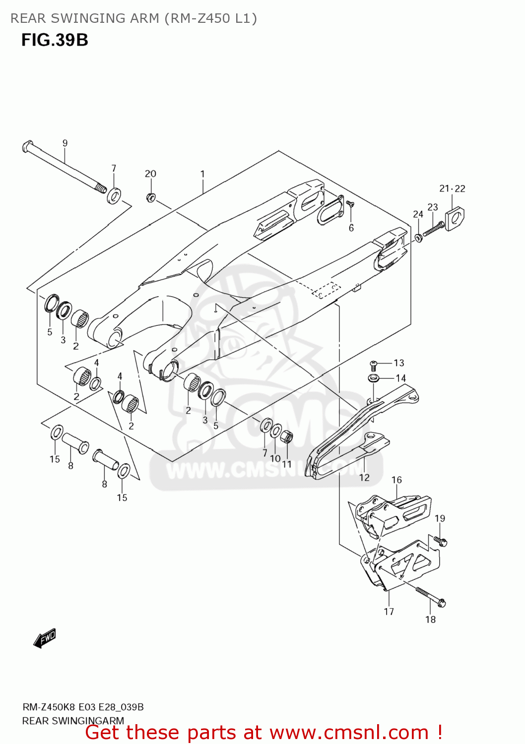 REAR SWINGING ARM (RM-Z450 L1) RM-Z450 2008 (K8) USA (E03) RMZ450 RM Z450