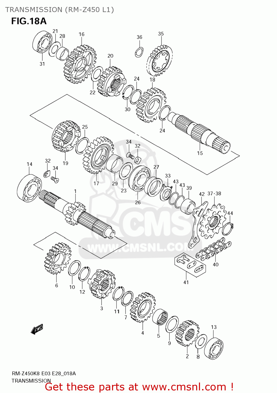 TRANSMISSION (RM-Z450 L1) RM-Z450 2008 (K8) USA (E03) RMZ450 RM Z450