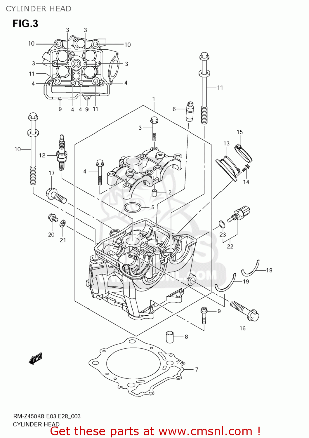 CYLINDER HEAD RM-Z450 2009 (K9) USA (E03) RMZ450 RM Z450