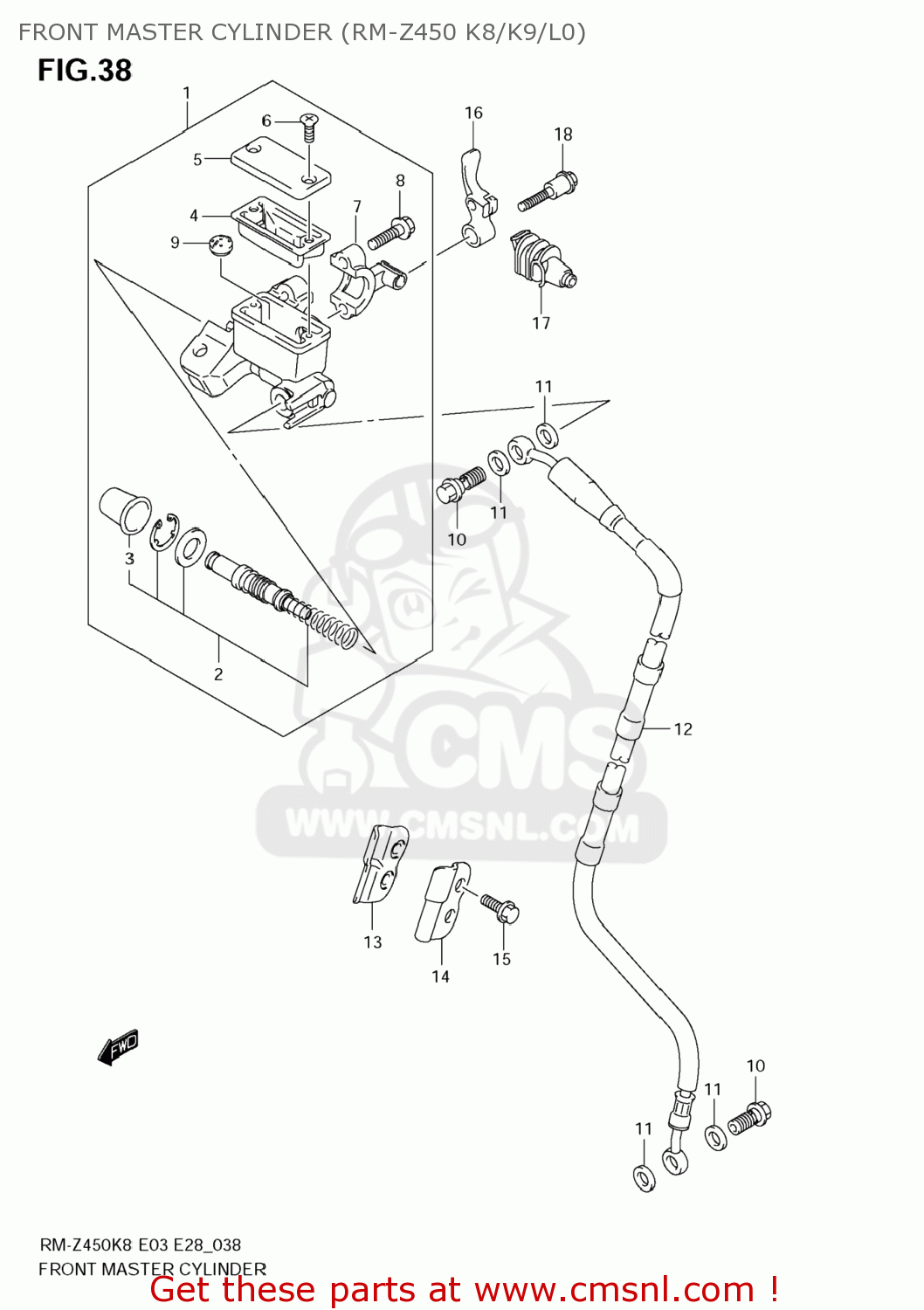 FRONT MASTER CYLINDER (RM-Z450 K8/K9/L0) RM-Z450 2009 (K9) USA (E03) RMZ450 RM Z450
