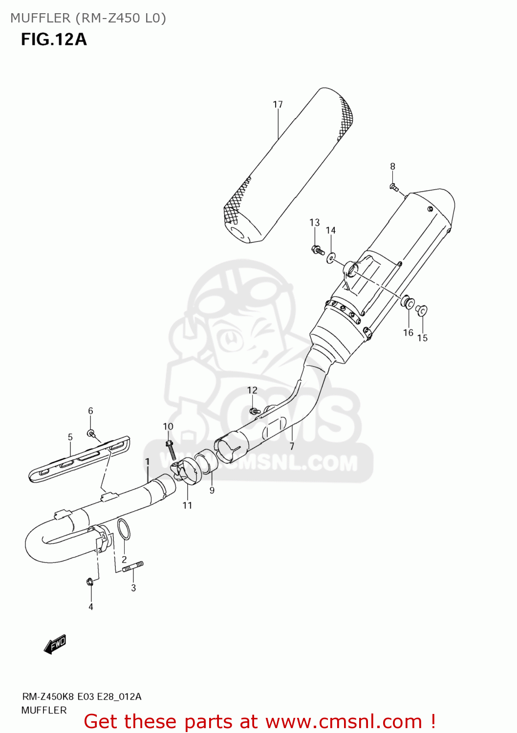 MUFFLER (RM-Z450 L0) RM-Z450 2009 (K9) USA (E03) RMZ450 RM Z450
