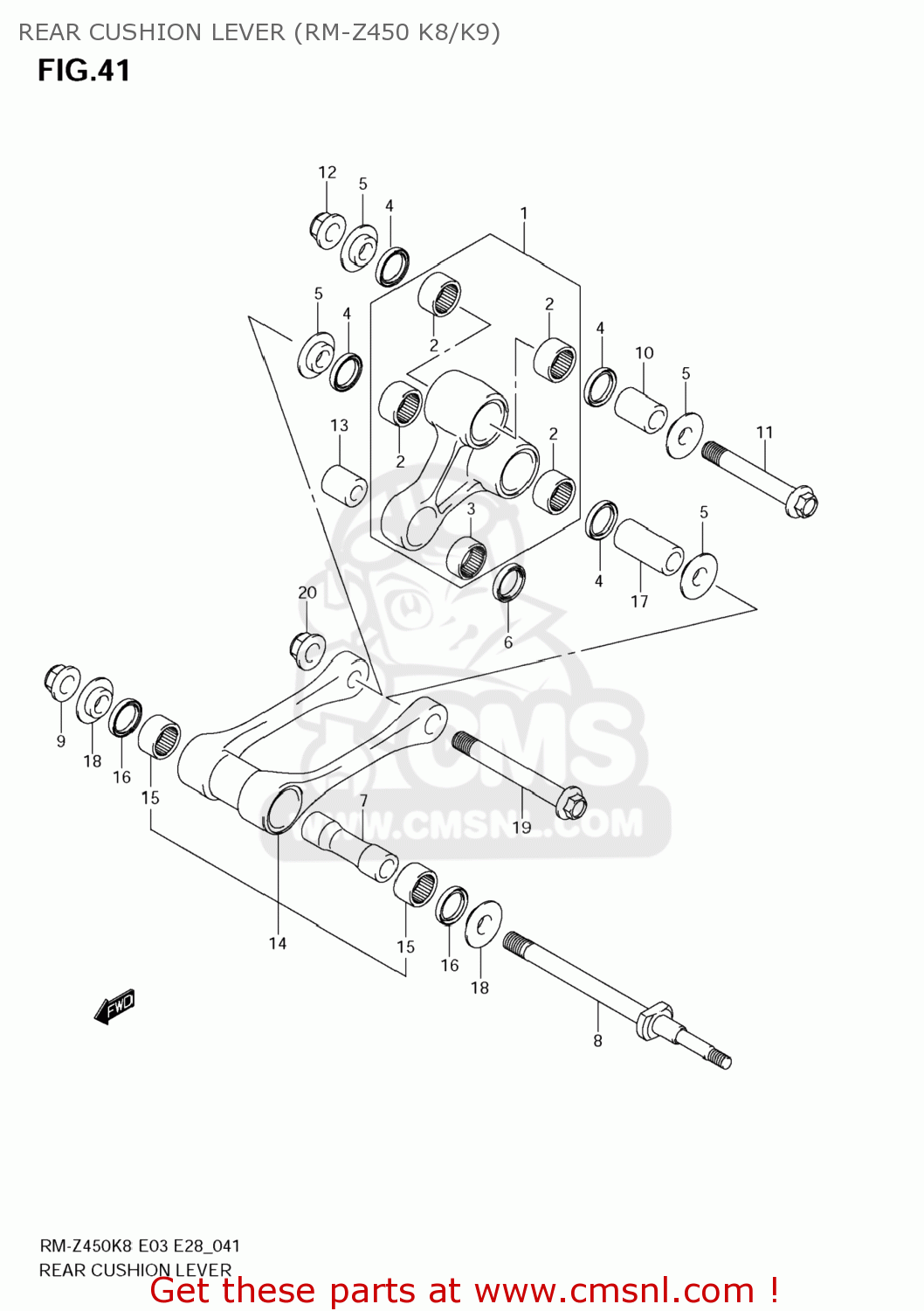 REAR CUSHION LEVER (RM-Z450 K8/K9) RM-Z450 2009 (K9) USA (E03) RMZ450 RM Z450